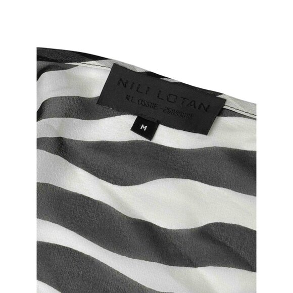 NILA LOTAN SILK ZEBRA BLOUSE OLD MONEY GLAM UPSCALE MEDIUM - Picture 4 of 5